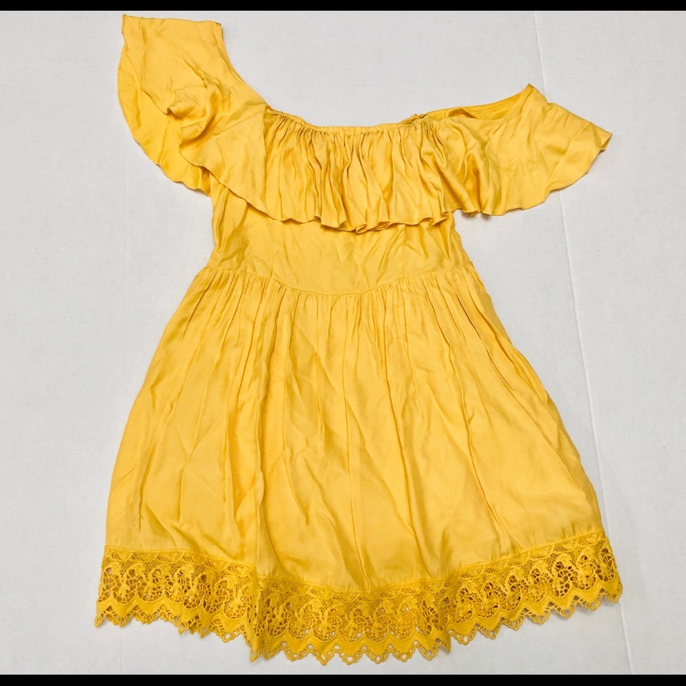 Lovers + Friends Off the Shoulder Lace Trim Dress